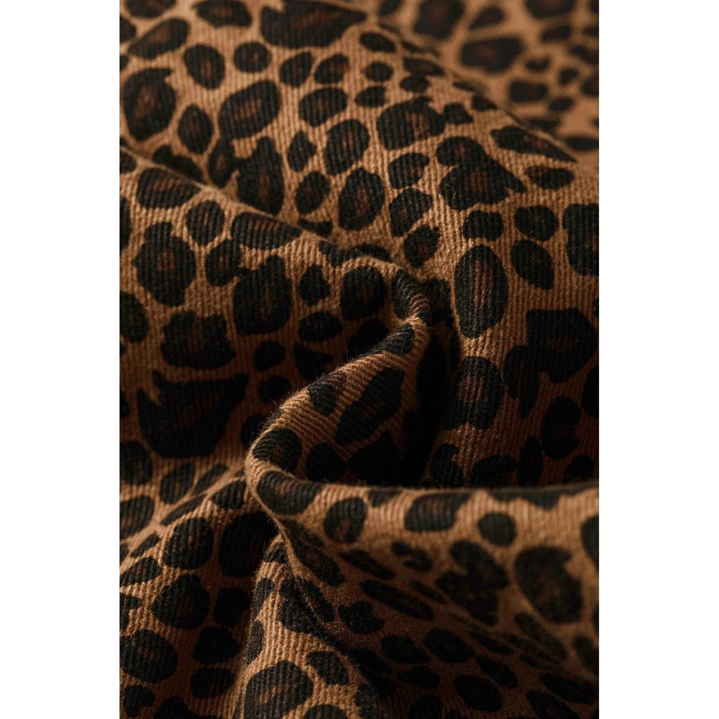 Ebby Brown Leopard Print Ruffled Hem Shift Jeans
