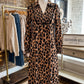 Kacey Brown Leopard Print Smocked Detail Flowy Midi Dress