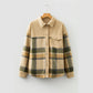 Edra Parchment Retro Plaid Corduroy Patchwork Shacket