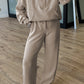 Emma Jane Taupe Half Zip Thumbhole Sleeve Hoodie Active Pants 2pcs Outfit
