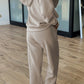 Emma Jane Taupe Half Zip Thumbhole Sleeve Hoodie Active Pants 2pcs Outfit