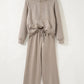 Emma Jane Taupe Half Zip Thumbhole Sleeve Hoodie Active Pants 2pcs Outfit