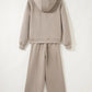 Emma Jane Taupe Half Zip Thumbhole Sleeve Hoodie Active Pants 2pcs Outfit