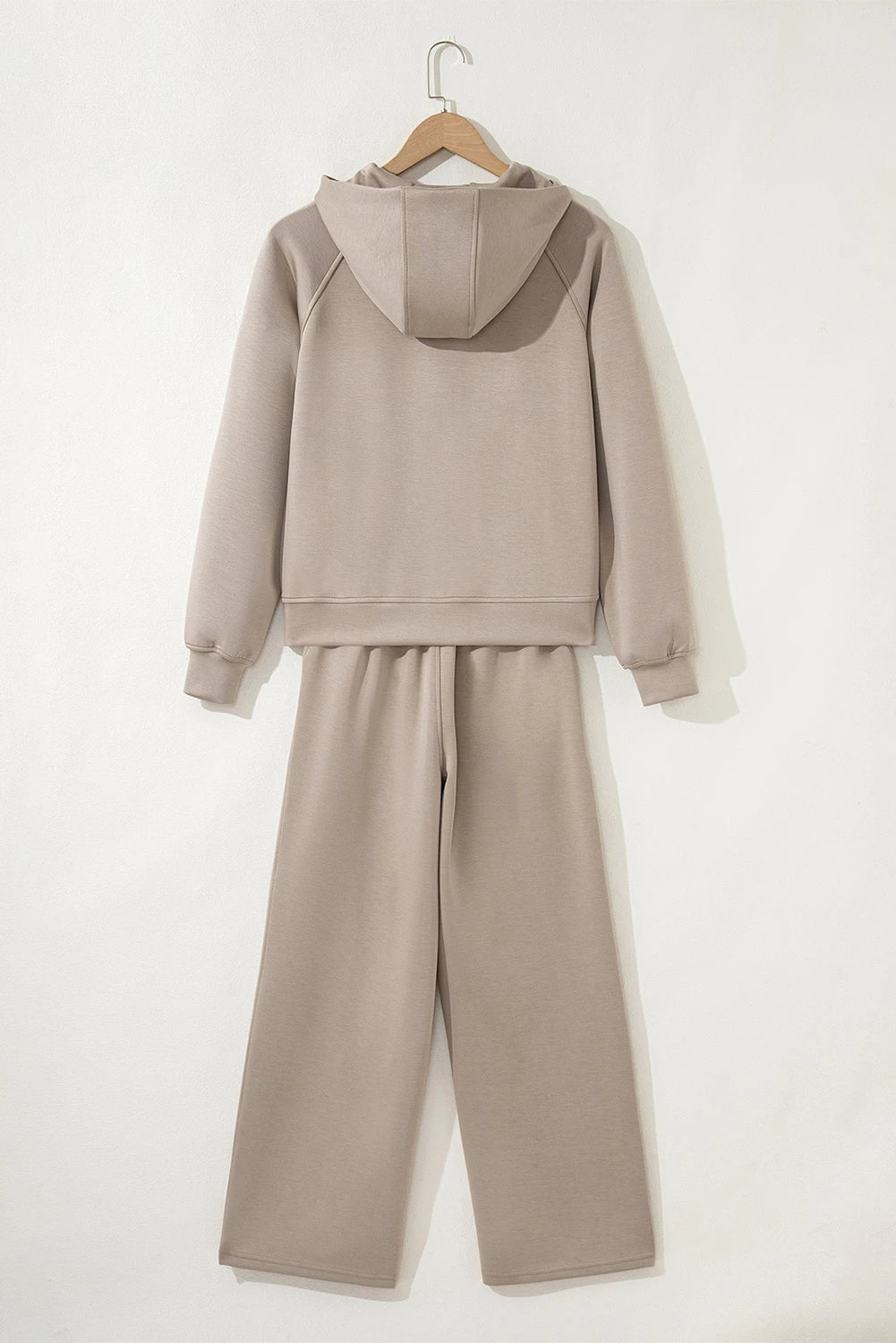 Emma Jane Taupe Half Zip Thumbhole Sleeve Hoodie Active Pants 2pcs Outfit