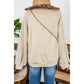 Elaine Parchment Eyelet Knit Patchwork Raglan Sleeve Pullover Top