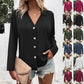 Eleanora Lapel Button Up Long Sleeve Blouse - 6 Colors