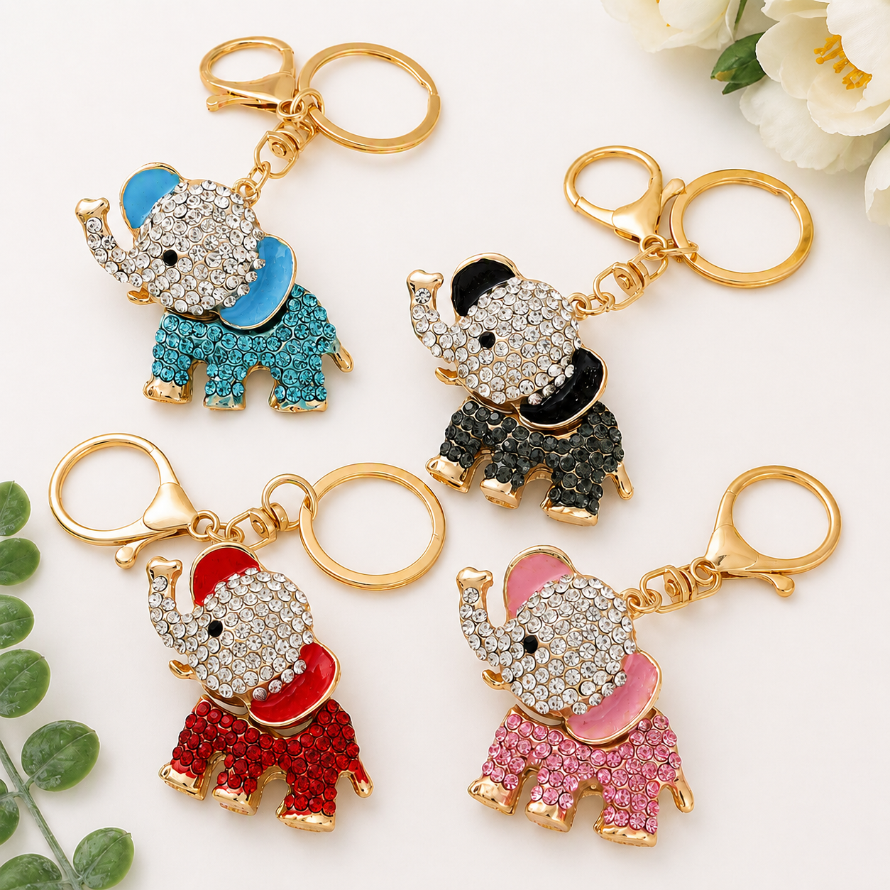Elephant Rhinestone Bag Charm / Key Chain - 4 Colors