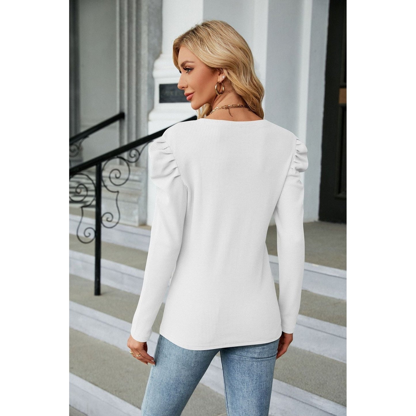 DESTASH Elfrida White Puff Sleeve Top