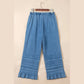 Elfrida Dusk Blue Ruffled Hem Wide Leg Chambray Pants