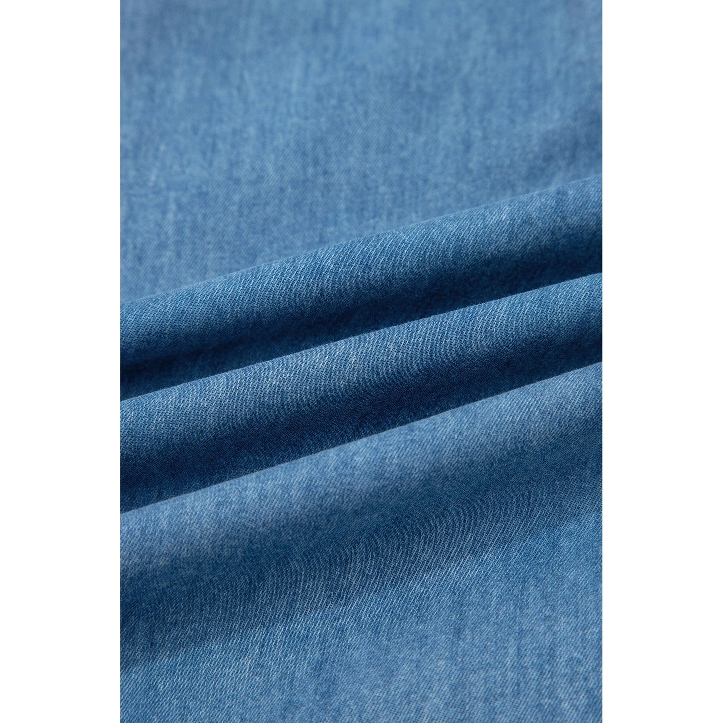 Elfrida Dusk Blue Ruffled Hem Wide Leg Chambray Pants
