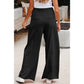 Elin Black Mineral Wash Exposed Seam Drawstring High Waist Wide Leg Cargo Pants