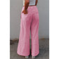 Elin Bonbon Pink Mineral Wash Exposed Seam Drawstring High Waist Wide Leg Cargo Pants