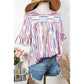 Elisha White Multicolor Striped Splash Half Sleeve Blouse - S to 3X