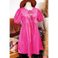 REDUCED!!!  Elma Bright Pink Puff Sleeve Tie Front High Waist Mini Dress  REDUCED!!!