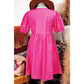 REDUCED!!!  Elma Bright Pink Puff Sleeve Tie Front High Waist Mini Dress  REDUCED!!!