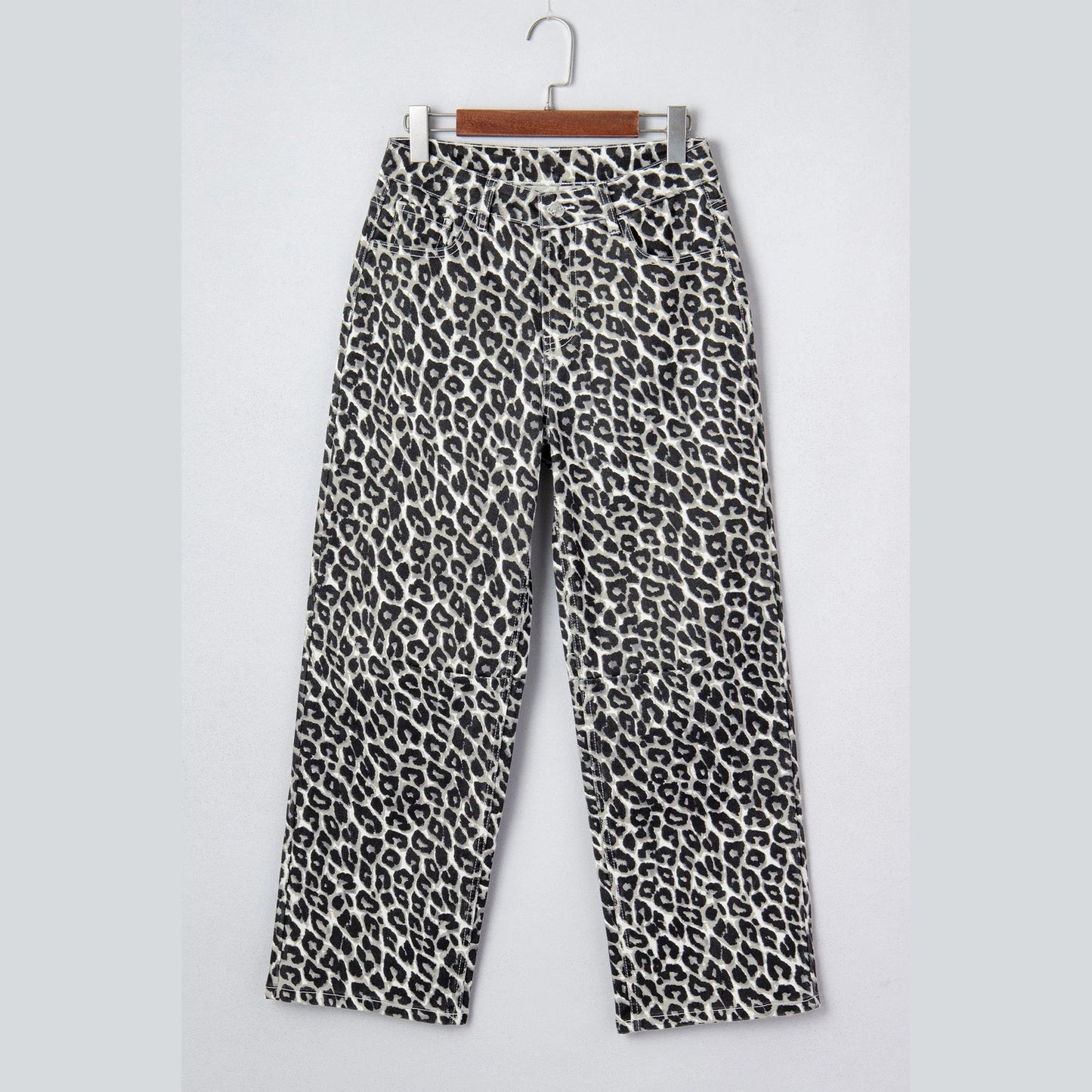 Elsa Black Leopard Print Barrel Jeans