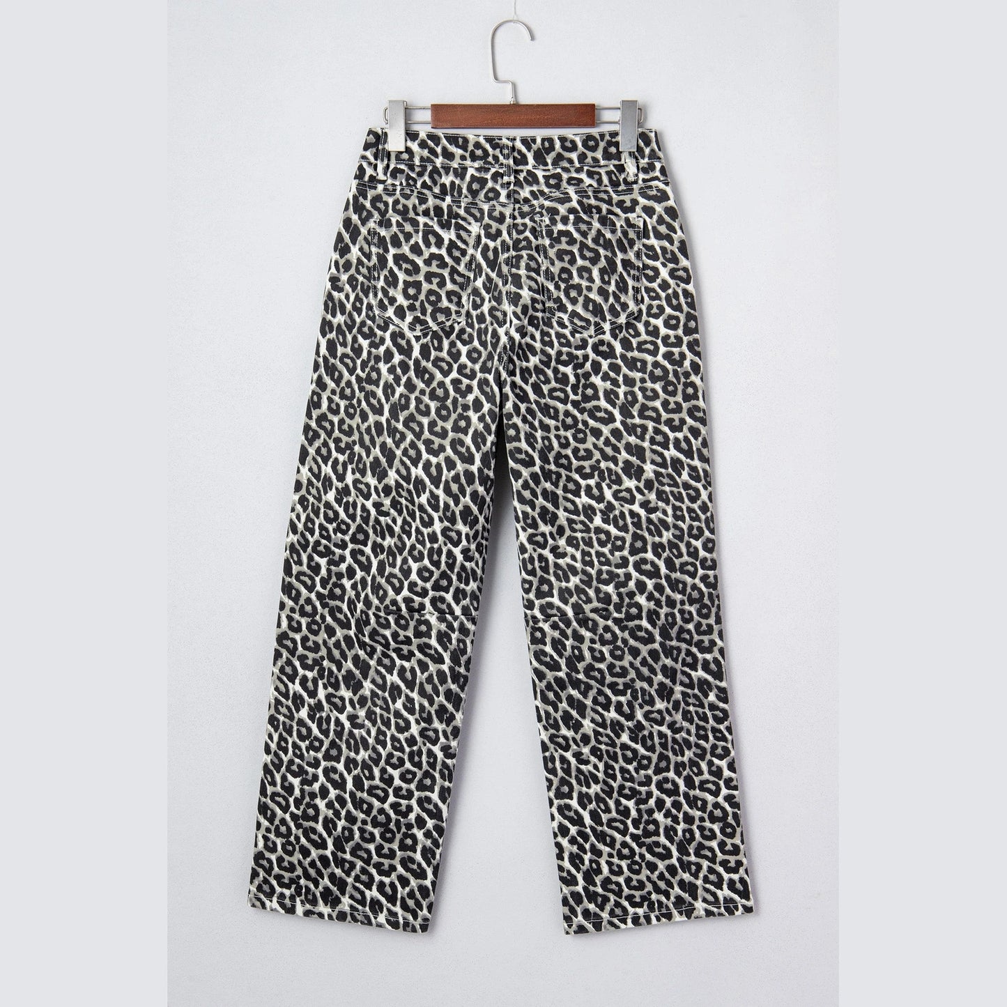 Elsa Black Leopard Print Barrel Jeans