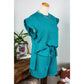 Emberly Teal Textured Ruffle Split Top and Drawstring Shorts