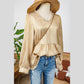 Ellie Mae Gold Metallic Frilled V Neck Puff Sleeve Babydoll Blouse