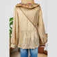 Ellie Mae Gold Metallic Frilled V Neck Puff Sleeve Babydoll Blouse