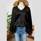 Ellie Mae Black Metallic Frilled V Neck Puff Sleeve Babydoll Blouse
