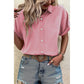 Emilee Pink Dotted Print Cuffed Short Sleeve Shirt