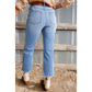 Emilijah Beau Blue Mineral Wash Raw Hem High Waist Flared Jeans