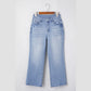 Emilijah Beau Blue Mineral Wash Raw Hem High Waist Flared Jeans