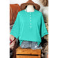 RTS Emily Green Half Sleeve Buttons Henley Top