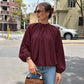 Emily Burgundy Gathered Neckline Blouse