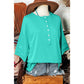 RTS Emily Green Half Sleeve Buttons Henley Top