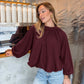 Emily Burgundy Gathered Neckline Blouse