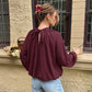 Emily Burgundy Gathered Neckline Blouse