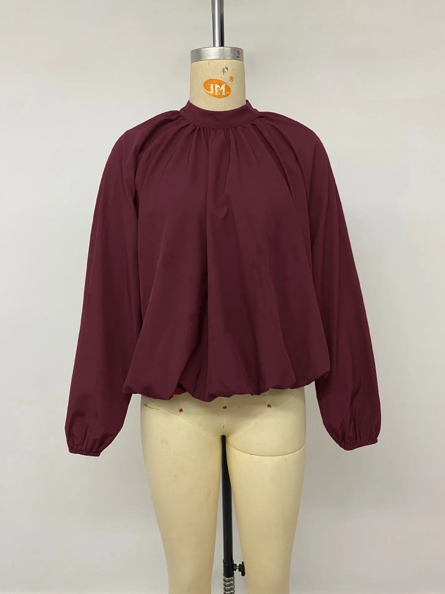 Emily Burgundy Gathered Neckline Blouse