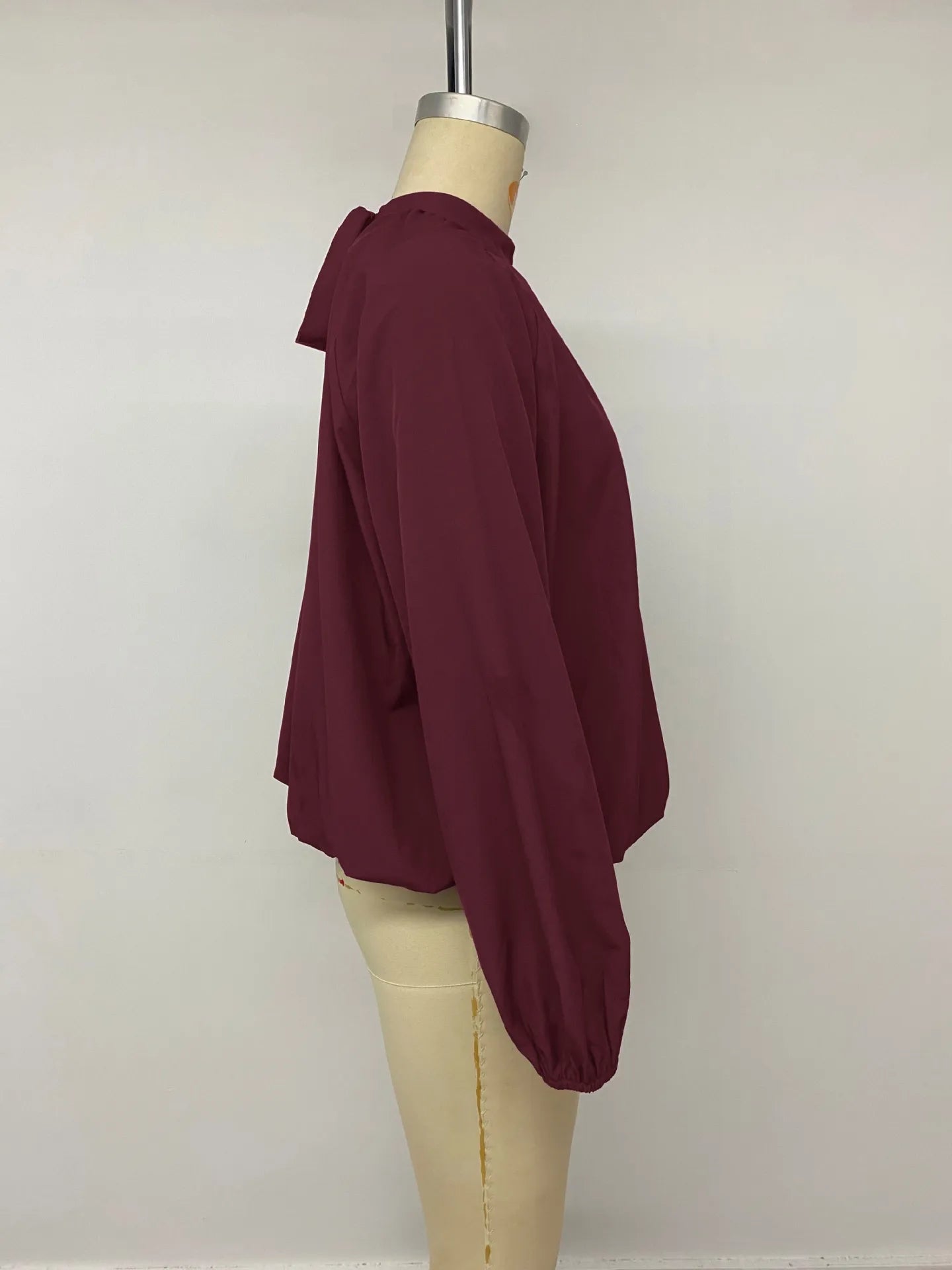 Emily Burgundy Gathered Neckline Blouse