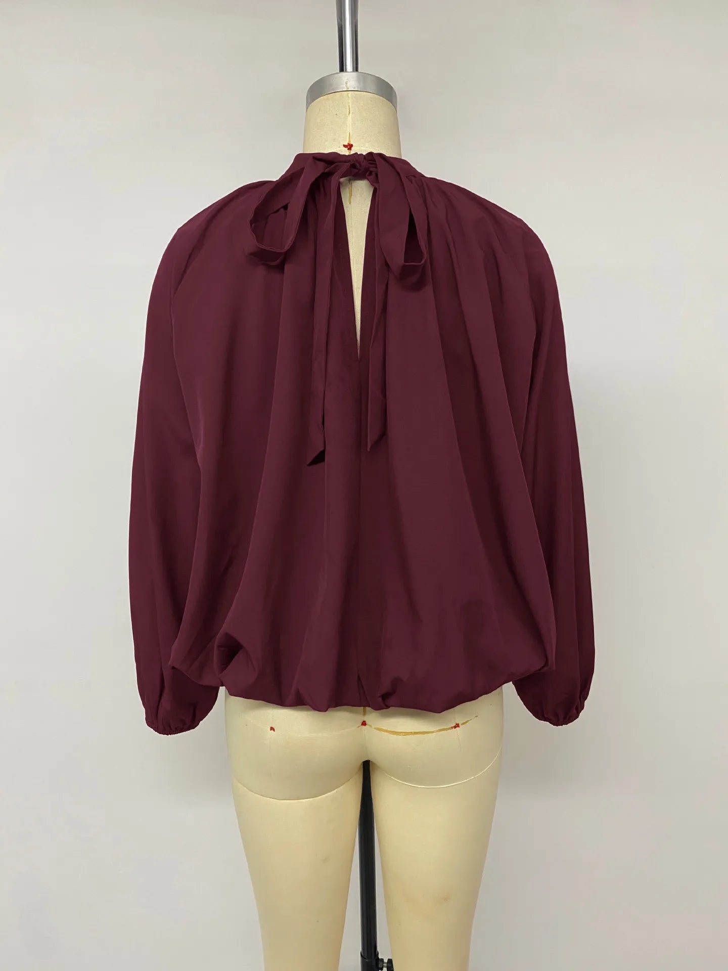 Emily Burgundy Gathered Neckline Blouse