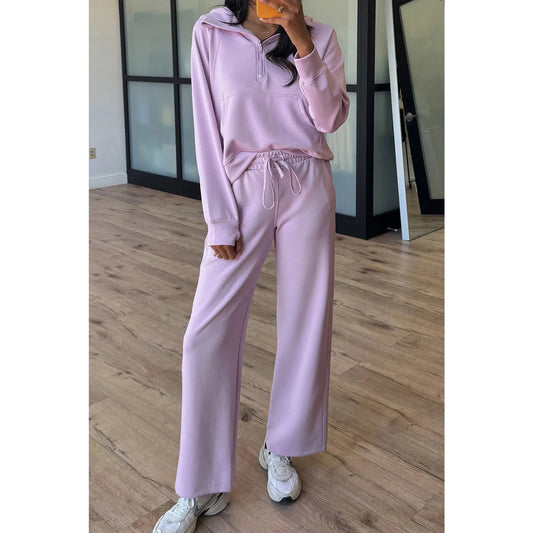 Emma Jane Orchid Bouquet Half Zip Thumbhole Sleeve Hoodie Active Pants 2pcs Outfit
