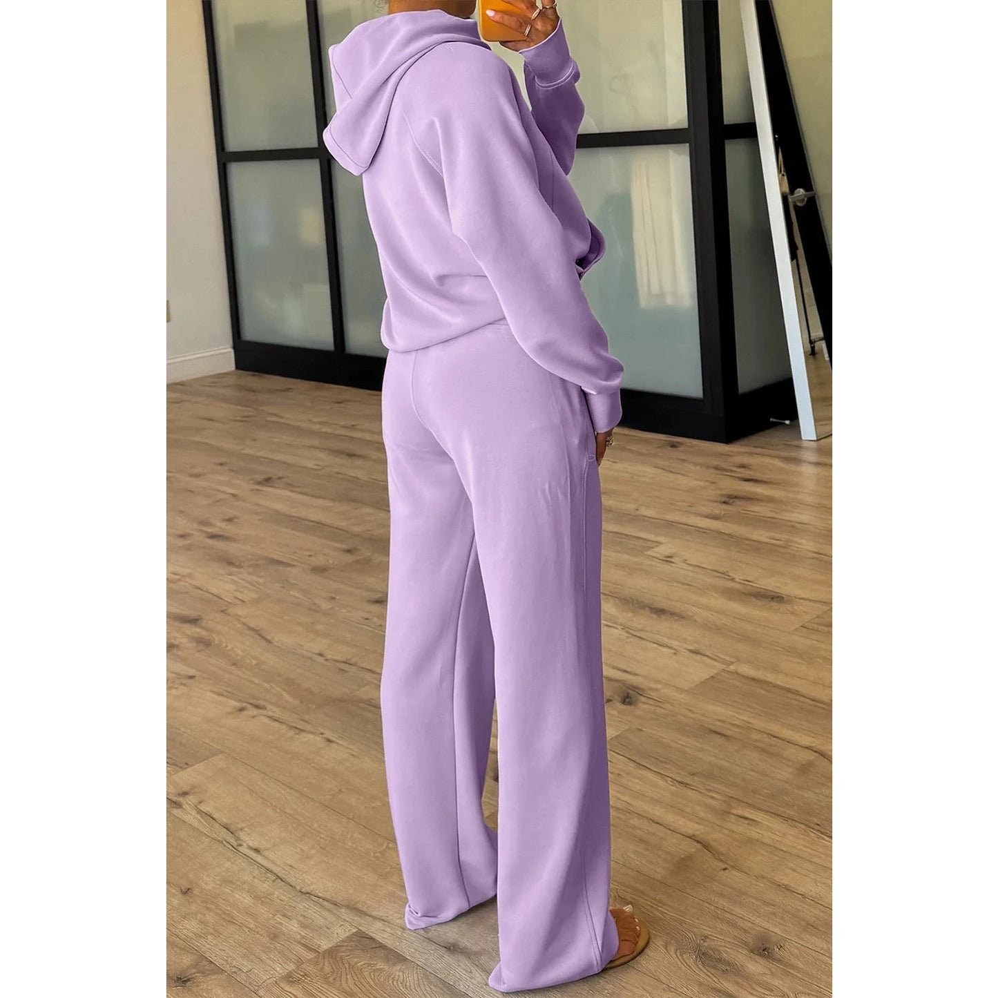 Emma Jane Orchid Bouquet Half Zip Thumbhole Sleeve Hoodie Active Pants 2pcs Outfit