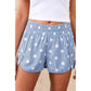 Erma Nell Blue Polka Dot Print Shirred High Waist Casual Shorts