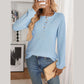 Erika Blue Notch Neck Quarter Button Top