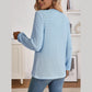 Erika Blue Notch Neck Quarter Button Top