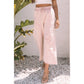 Erina Pink Flower Patch Mineral Washed Terry Knit Cropped Wide Leg Pants