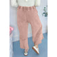 Erina Buckskin Flower Patch Mineral Washed Terry Knit Cropped Wide Leg Pants