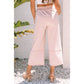 Erina Pink Flower Patch Mineral Washed Terry Knit Cropped Wide Leg Pants