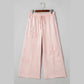 Erina Pink Flower Patch Mineral Washed Terry Knit Cropped Wide Leg Pants