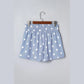 Erma Nell Blue Polka Dot Print Shirred High Waist Casual Shorts