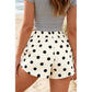 Erma Nell Apricot Polka Dot Print Shirred High Waist Casual Shorts