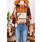 Eryn Orange Color Block Waffle Knit Drawstring Mock Neck Sweater
