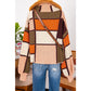 Eryn Orange Color Block Waffle Knit Drawstring Mock Neck Sweater