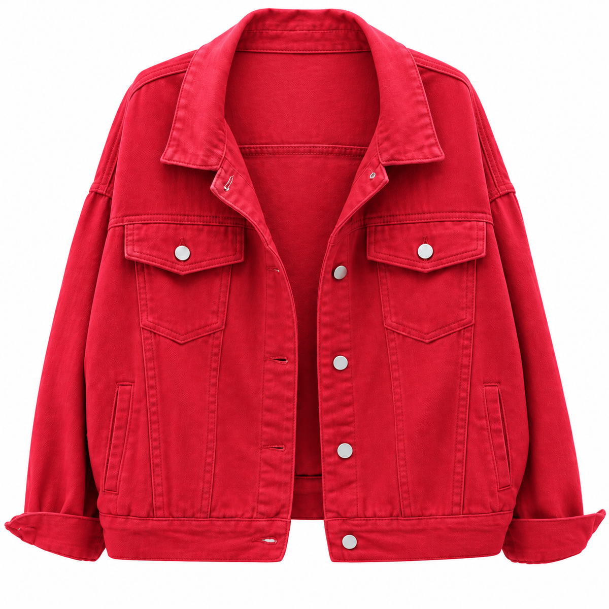 Esmae Red Denim Button Up Jacket